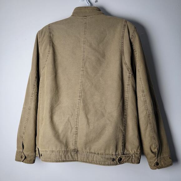 Levi's Sherpa Lined Utility Jacket Men's XL Khaki Green Canvas Zip Outdoor Coat - Picture 3 of 14